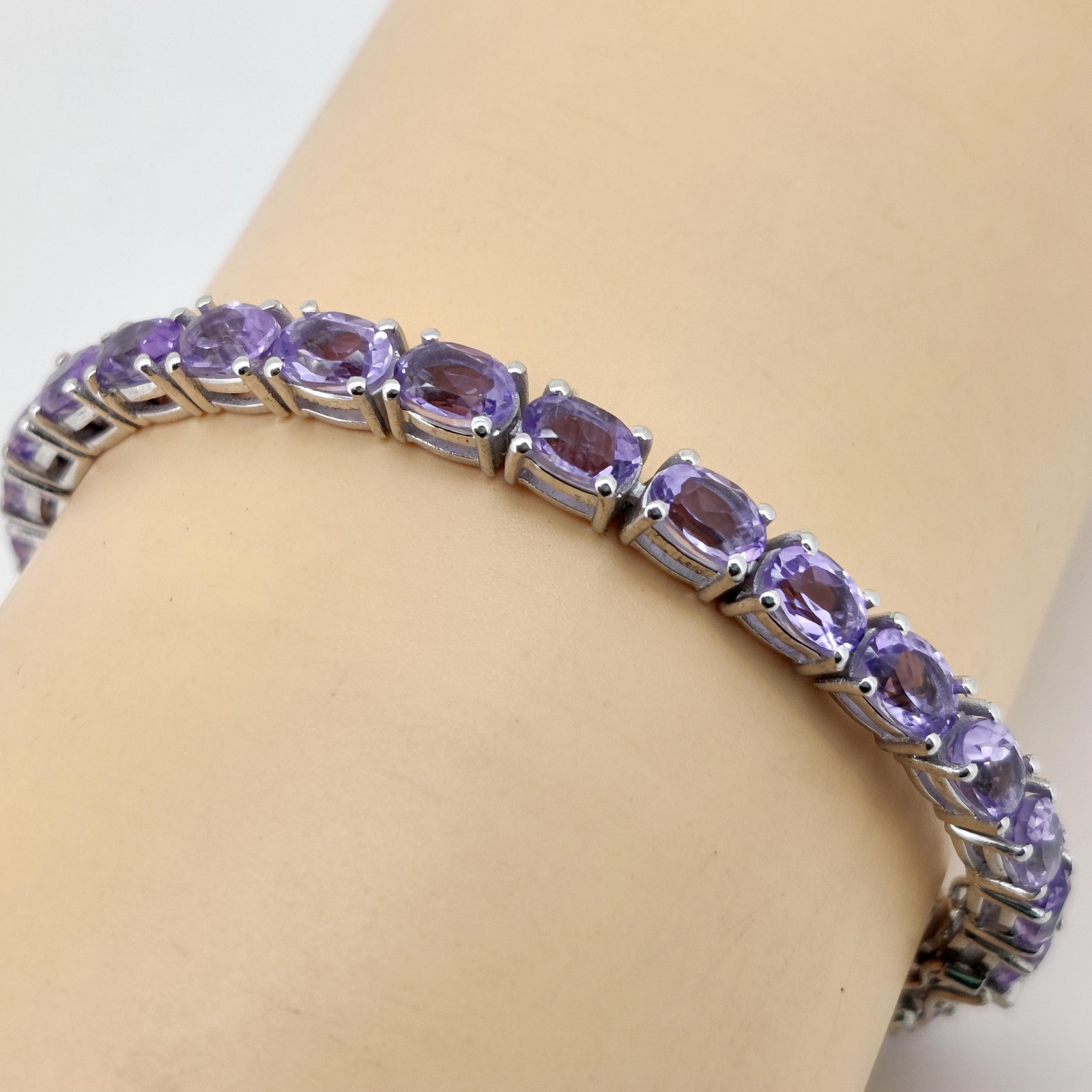 Natural Amethyst Tennis Bracelet Sterling Silver Gemstone February Birthstone