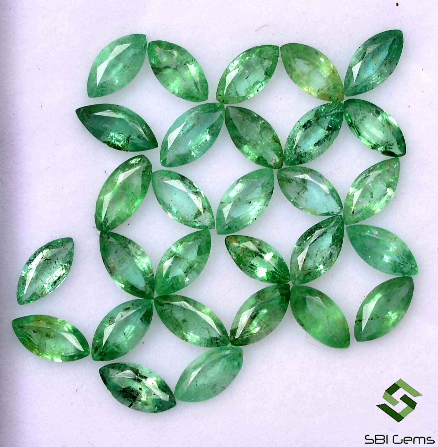 3.84 Cts Natural Emerald Marquise Cut 5×2.50 mm 29 Pcs Lustrous Loose Gemstones