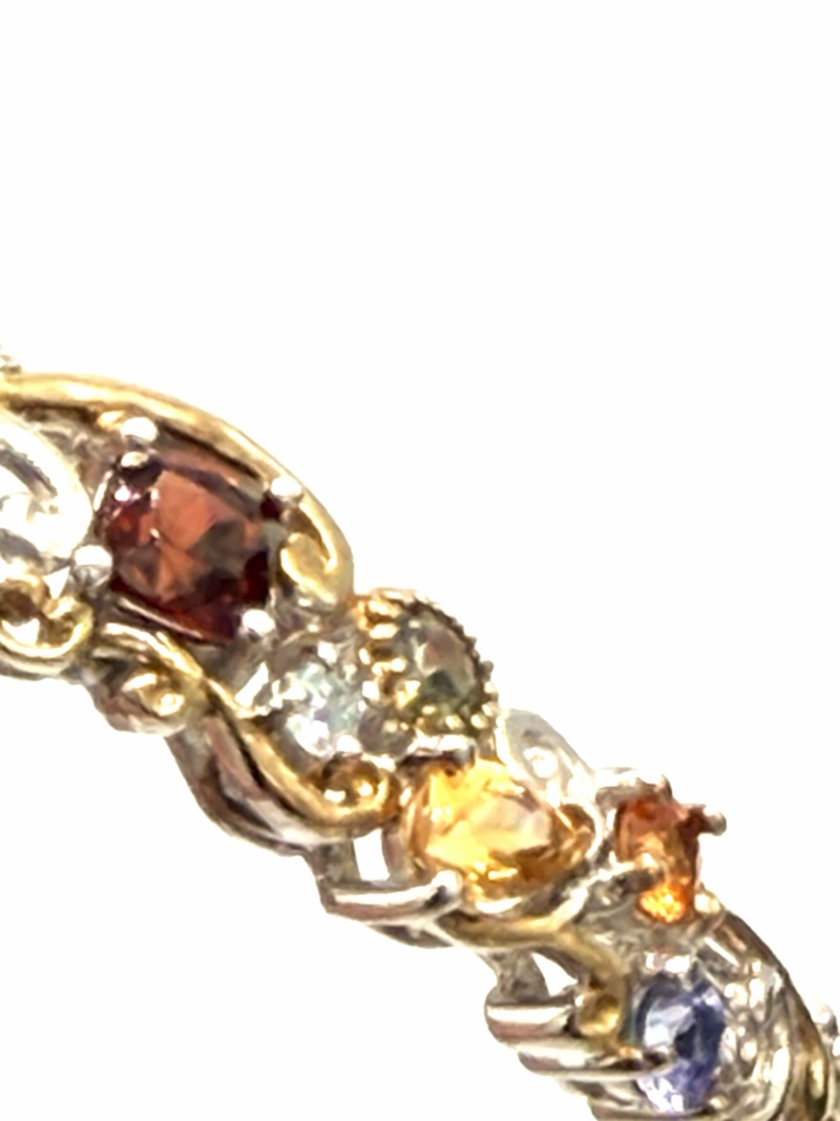 Carnival Multistone Gemstone 18k Gold Accented Sterling Silver Filigree Bracelet