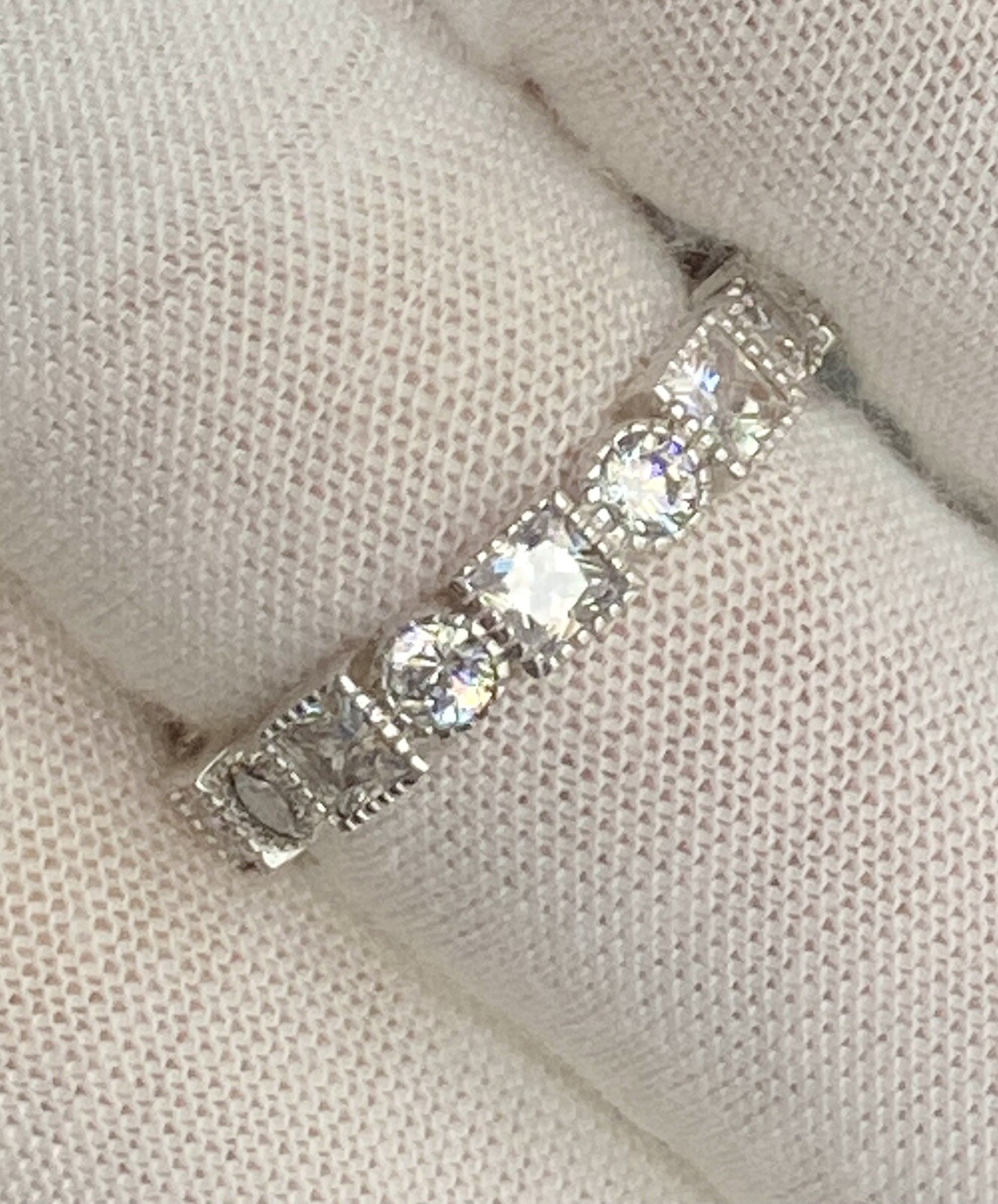 Fuzion Creation FZN Sterling Silver Cubic Zirconia Band Ring 925 Size 9 4.15g