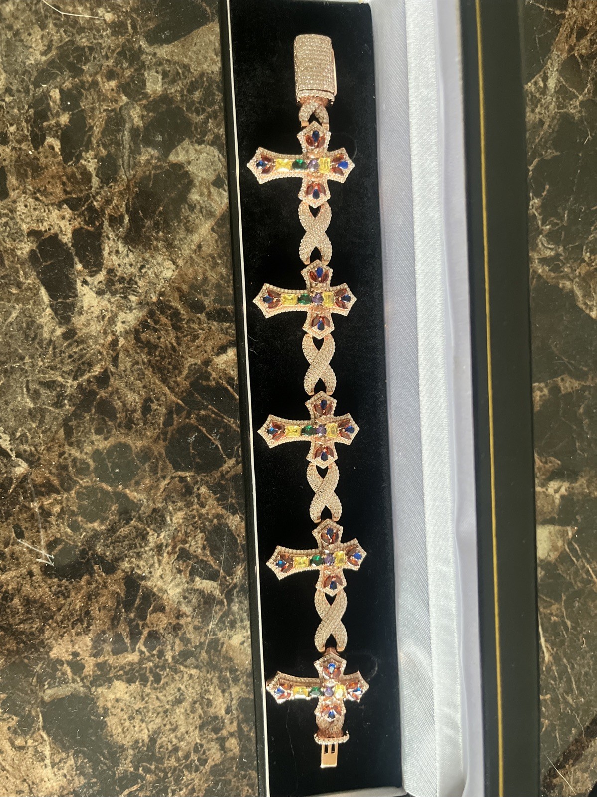 Moissanite Sterling silver Cross Infinity Bracelet 8 In