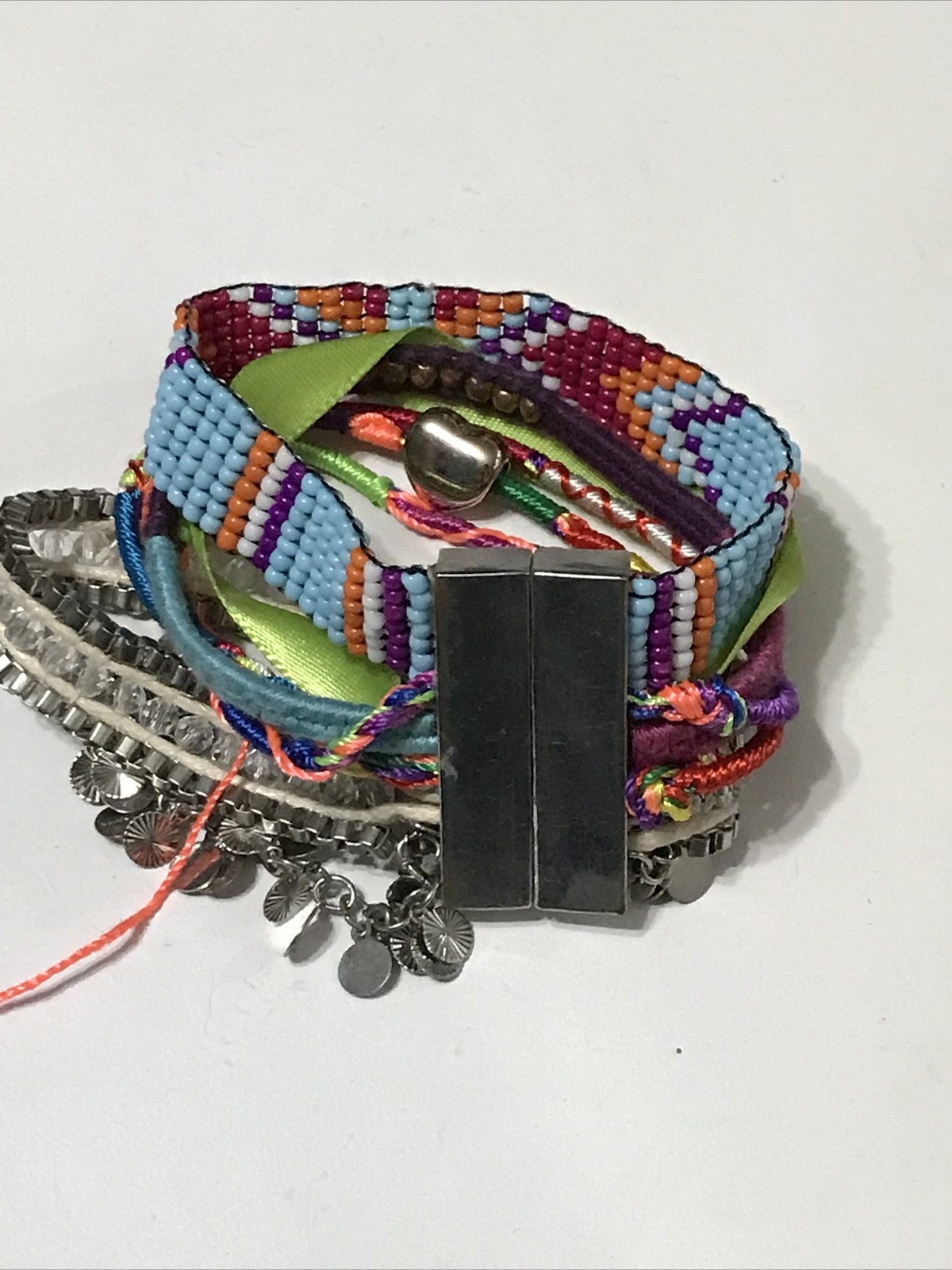 Bracelet Lot Cuff Slide Clasp Rhinestone Beaded Boho Fashion Costume Mixed Lot