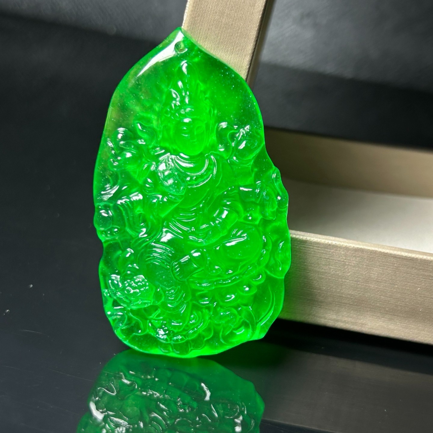 Natural ice Burmese Jade Jadeite Carved dragon kwan-yin lucky Pendant&Necklaces