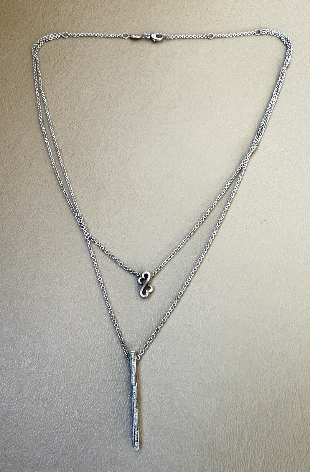 Jane Seymour Open Hearts Diamond Bar/Open Heart Layered Cable Chain Necklace