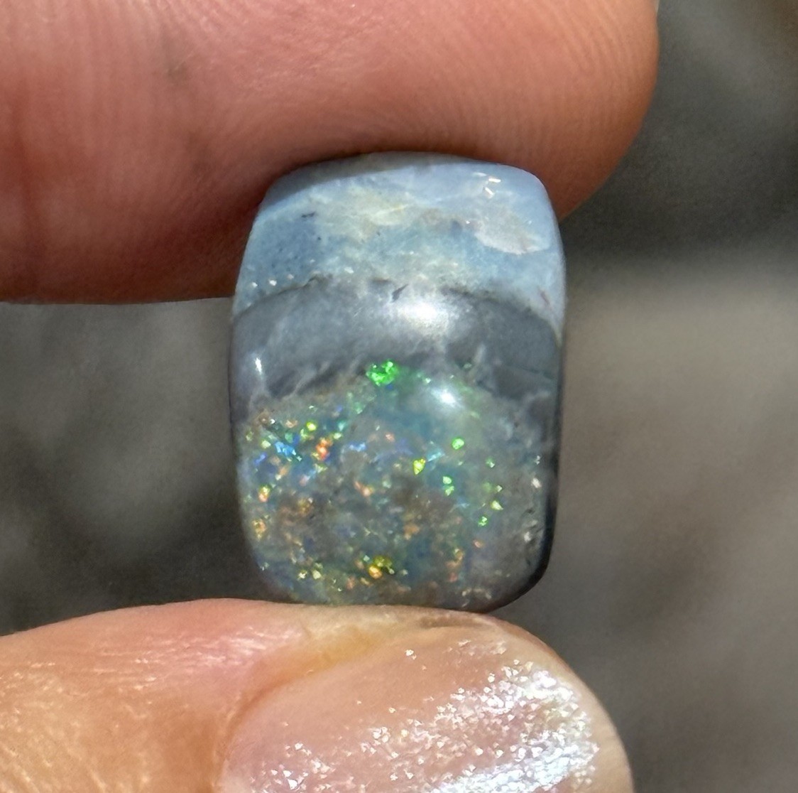 6.6ct 16.3x11x5.4mm Australian Black Mintabie Opal Cabochon Gem Cushion Cut