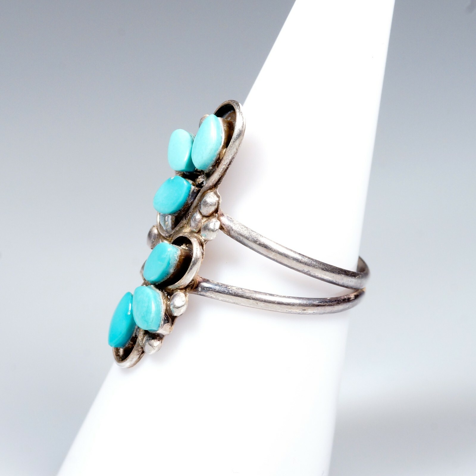 Mexico Designer Ring 925 Silver Turquoise Mexico Modernist Silver Native Taxco