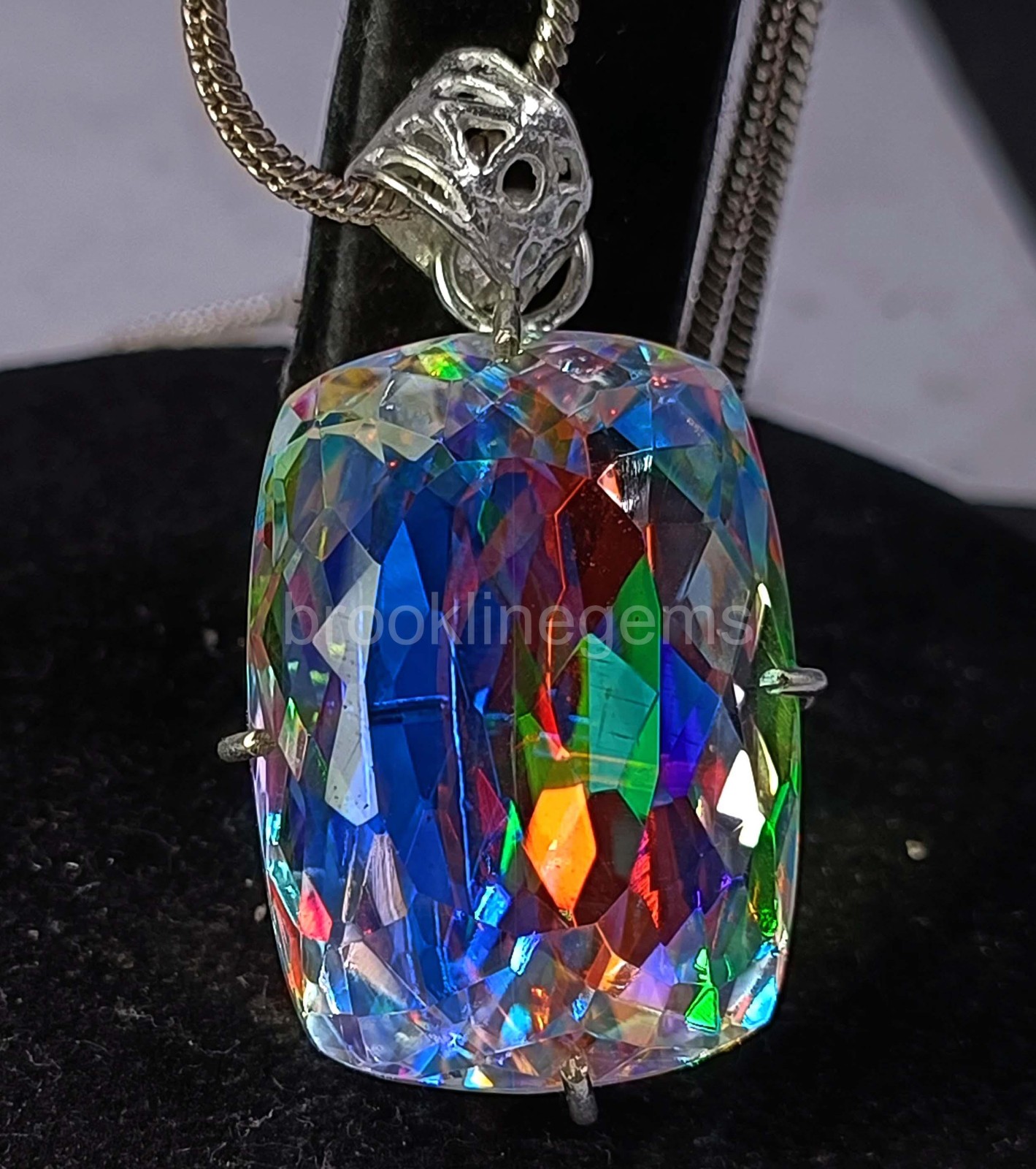 EGL 74.65 Ct Natural Mystic Topaz 925 Sterling Silver Pendant Loose Gems 5OSS