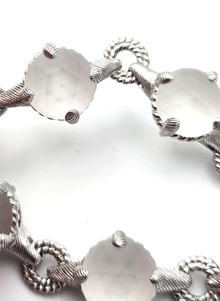 Judith Ripka Frosted Quartz Sterling Silver Bracelet 7.5″ Long