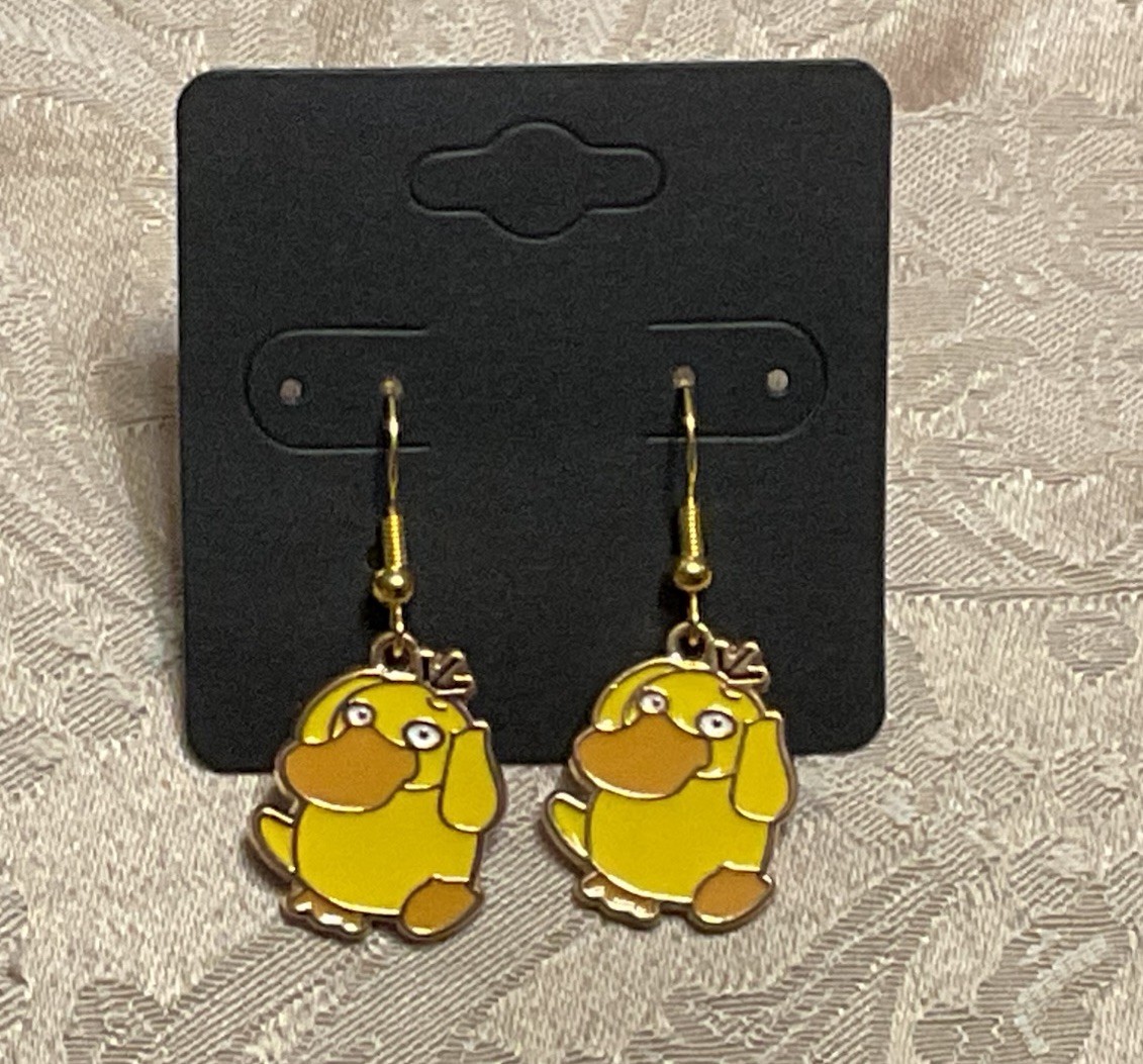 Japanese Anime Psyduck Cartoon Game Enamel Drop Dangle Adorable Earring Set