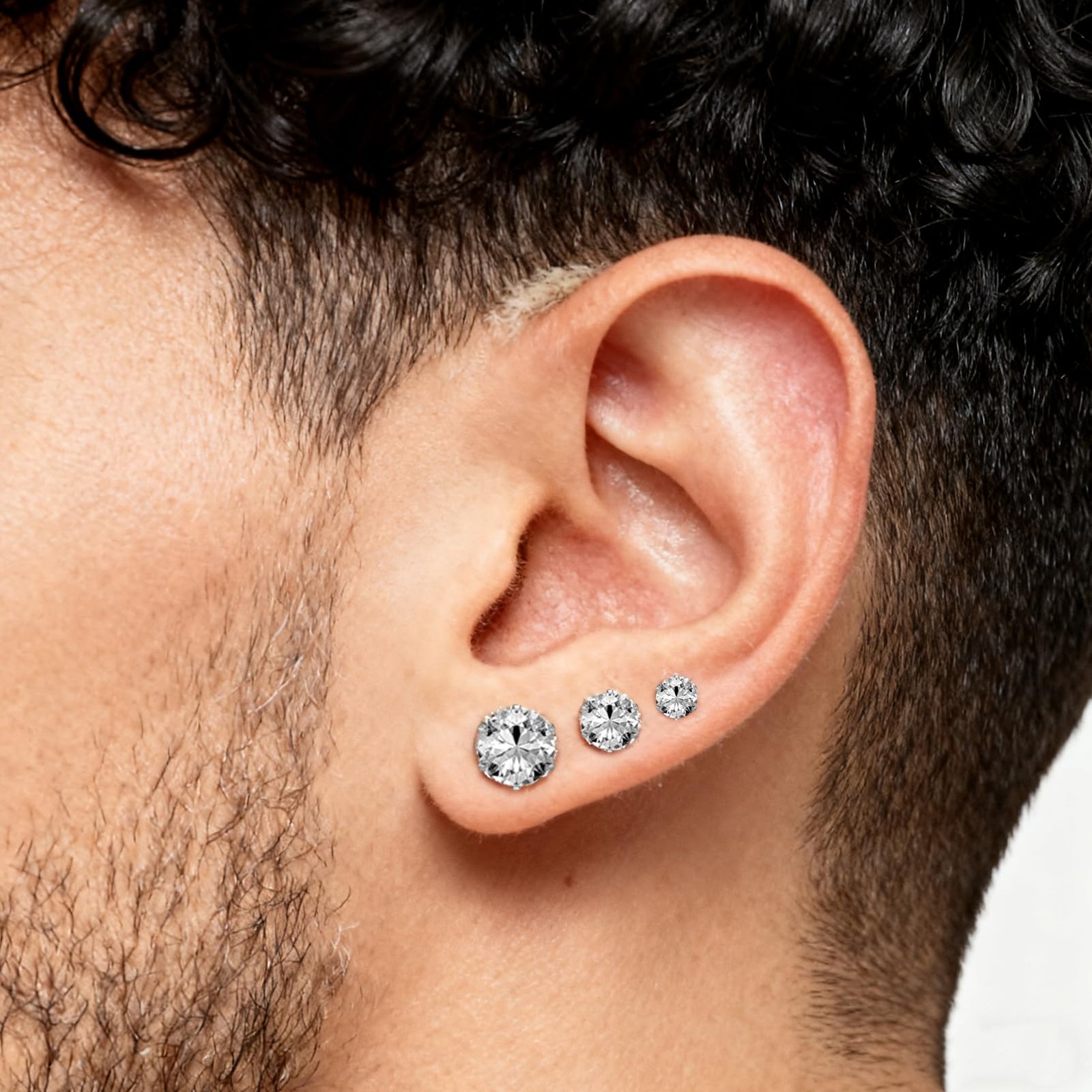 6 Pairs Stainless Steel Stud Earrings Set, 3-8mm 3mm to 8mm, Silver-6Pairs
