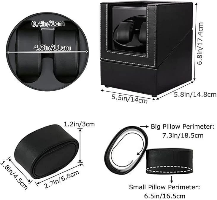 Automatic Rotation Double Watch Winder Box Leather Storage Display Case Gift US