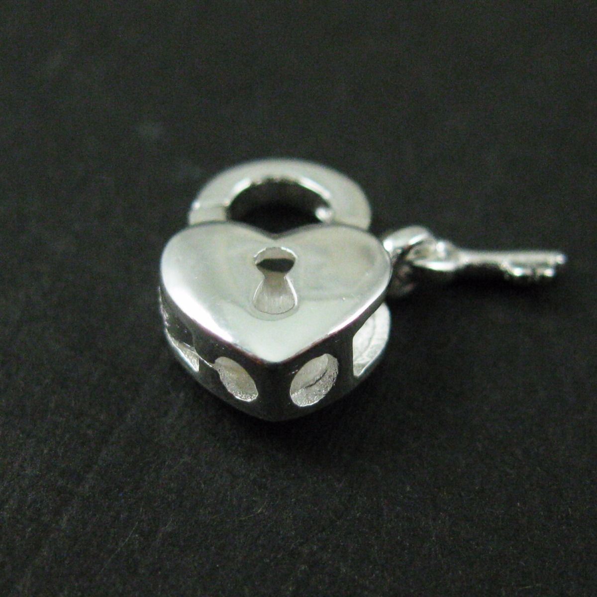 Sterling Silver Heart Lobster Clasp – Heart with Lock and Key Shape Clasp Charm