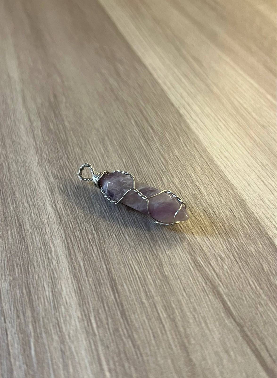 Amethyst Crystal Point Pendant Wire Wrapped Healing Quartz Reiki Necklace
