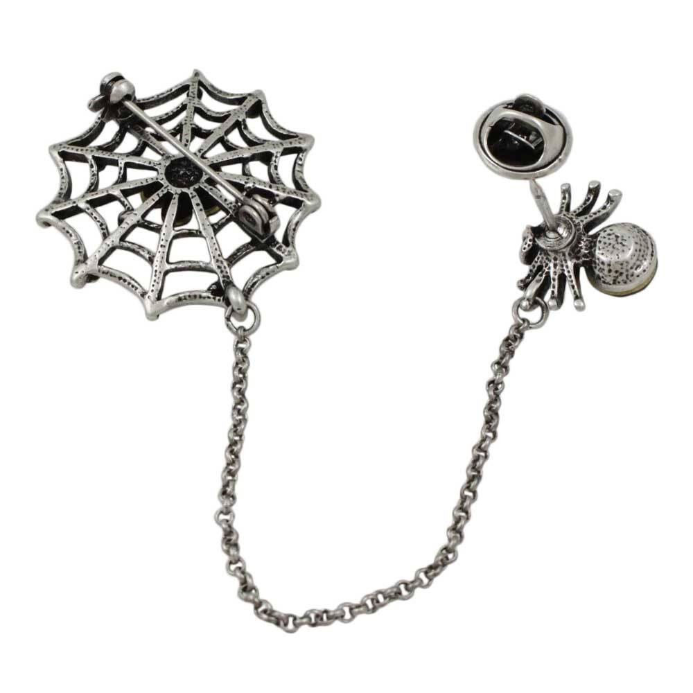 Black Crystal Spider and Web Jewelry Brooch Pin – PRA702