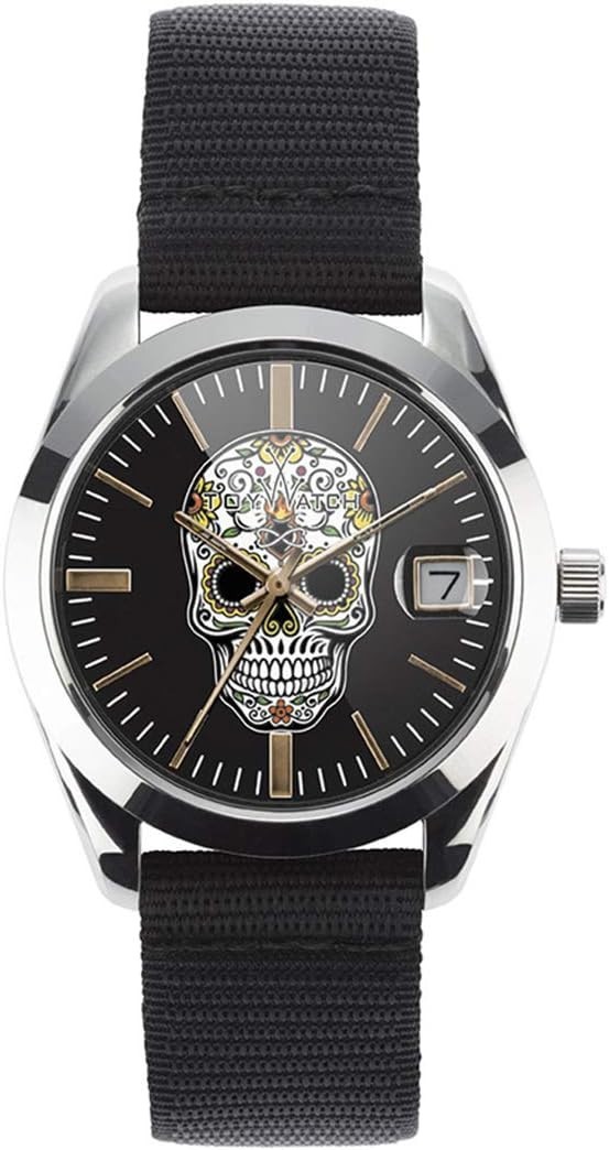 Mint Retro ToyWatch TOYPULP SKULL Black Canvas Italian Collectors Watch PU02BKS