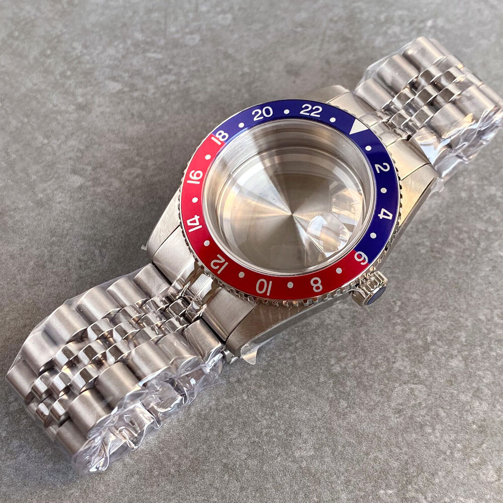 38mm Stainless Steel Brushed 200M Diver Watch Case Fit NH34 GMT NH35 Sapphire