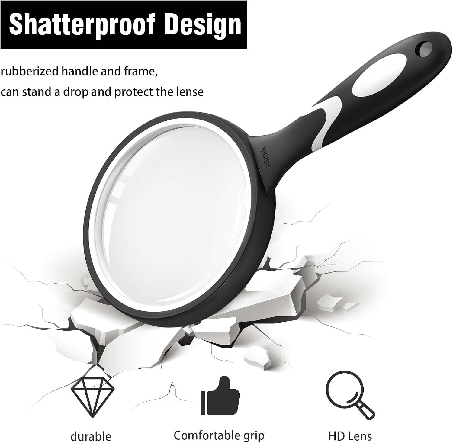 10X Magnifying Glass with Glass Lens – Ideal for Observing Fine Details