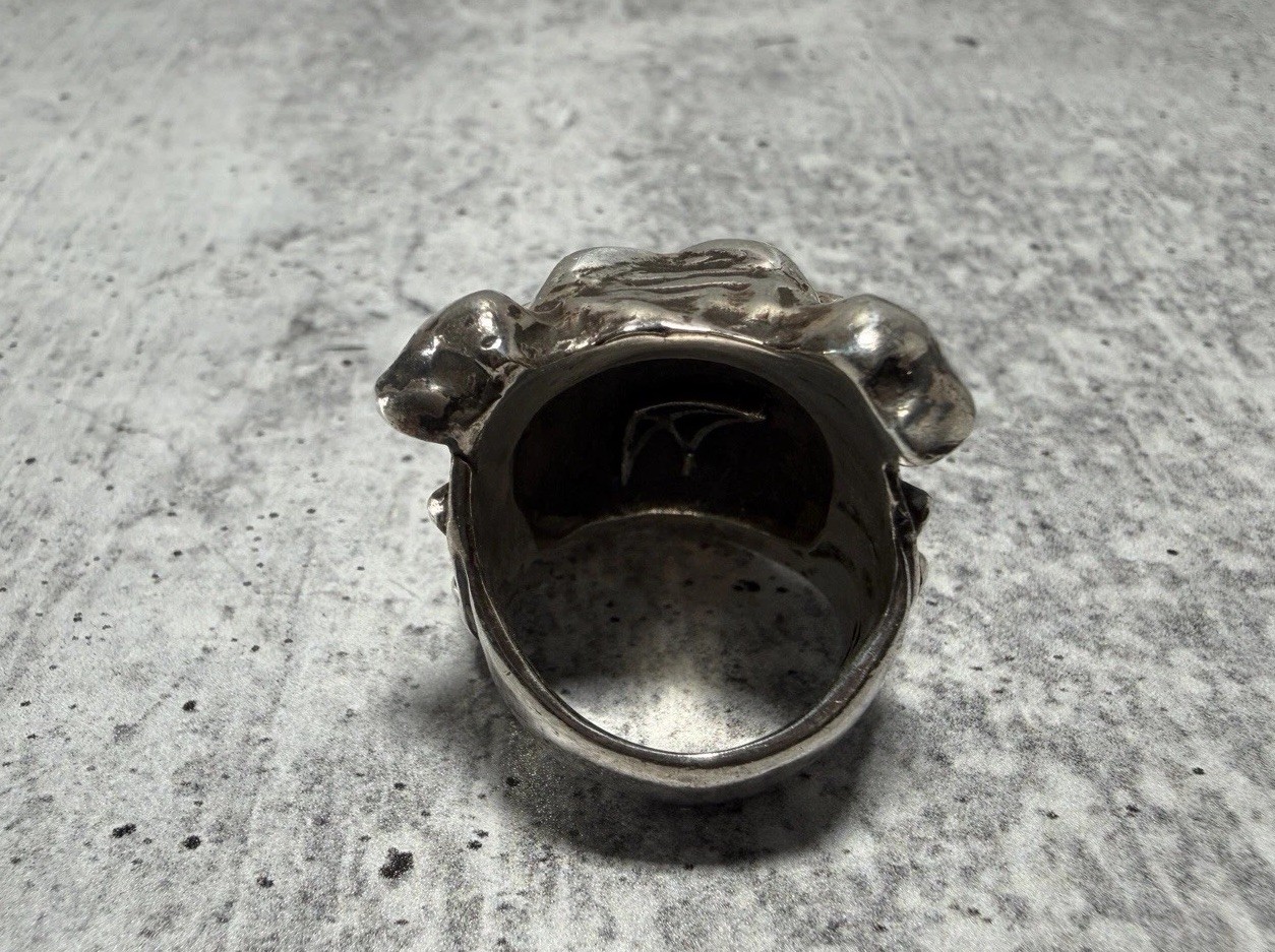 VINTAGE CRAZY PIG DESIGNS Sterling Silver BULLDOG Ring 40g London Hallmarked JAS