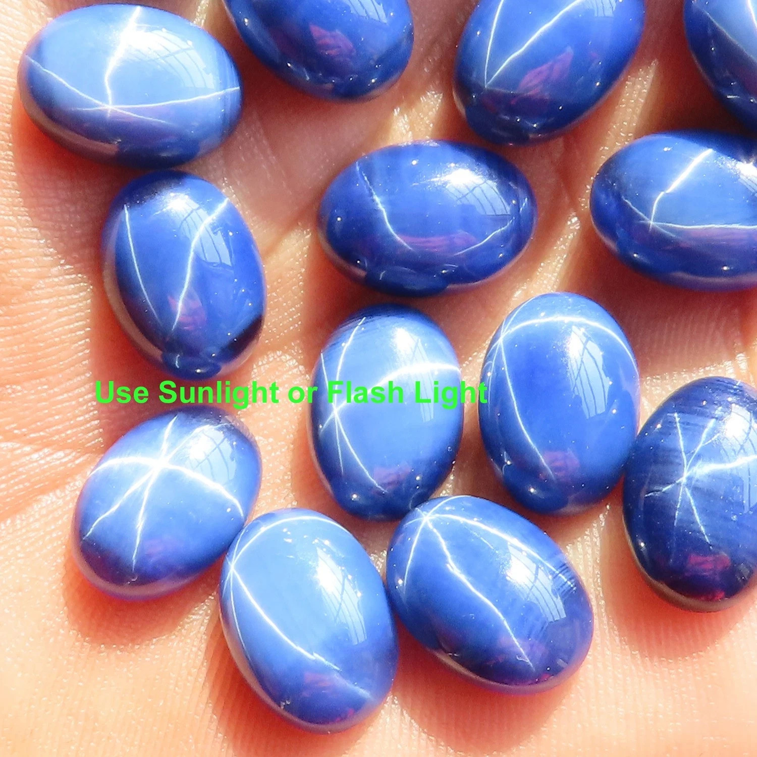 15 Pcs Six Rays Blue Star SAPPHIRE Lot Cabochon 128.55CT Oval 10x14x5mm GEMSTONE