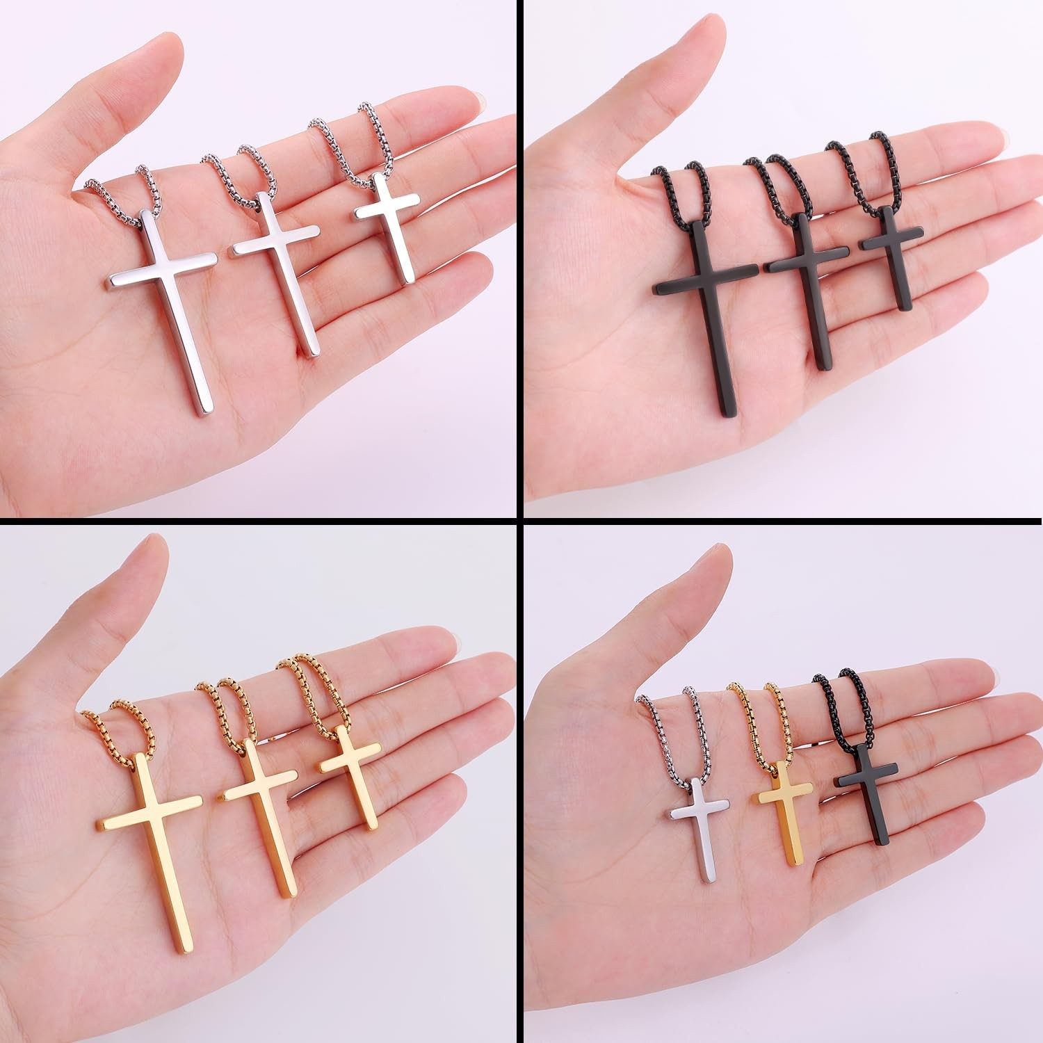 Fiusem Black Cross Necklace for Men, Plated Mens 20.0 Inches,