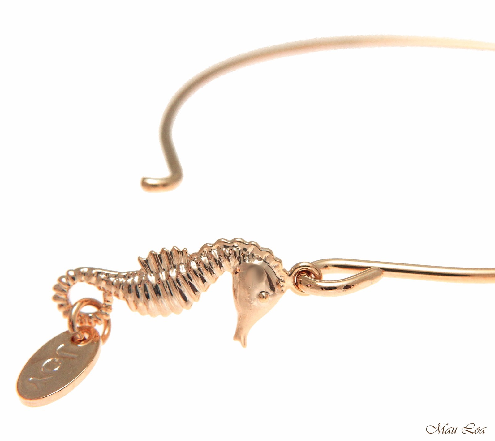Pink Rose Gold Plated on Brass Hawaiian Seahorse Open Bangle Bracelet