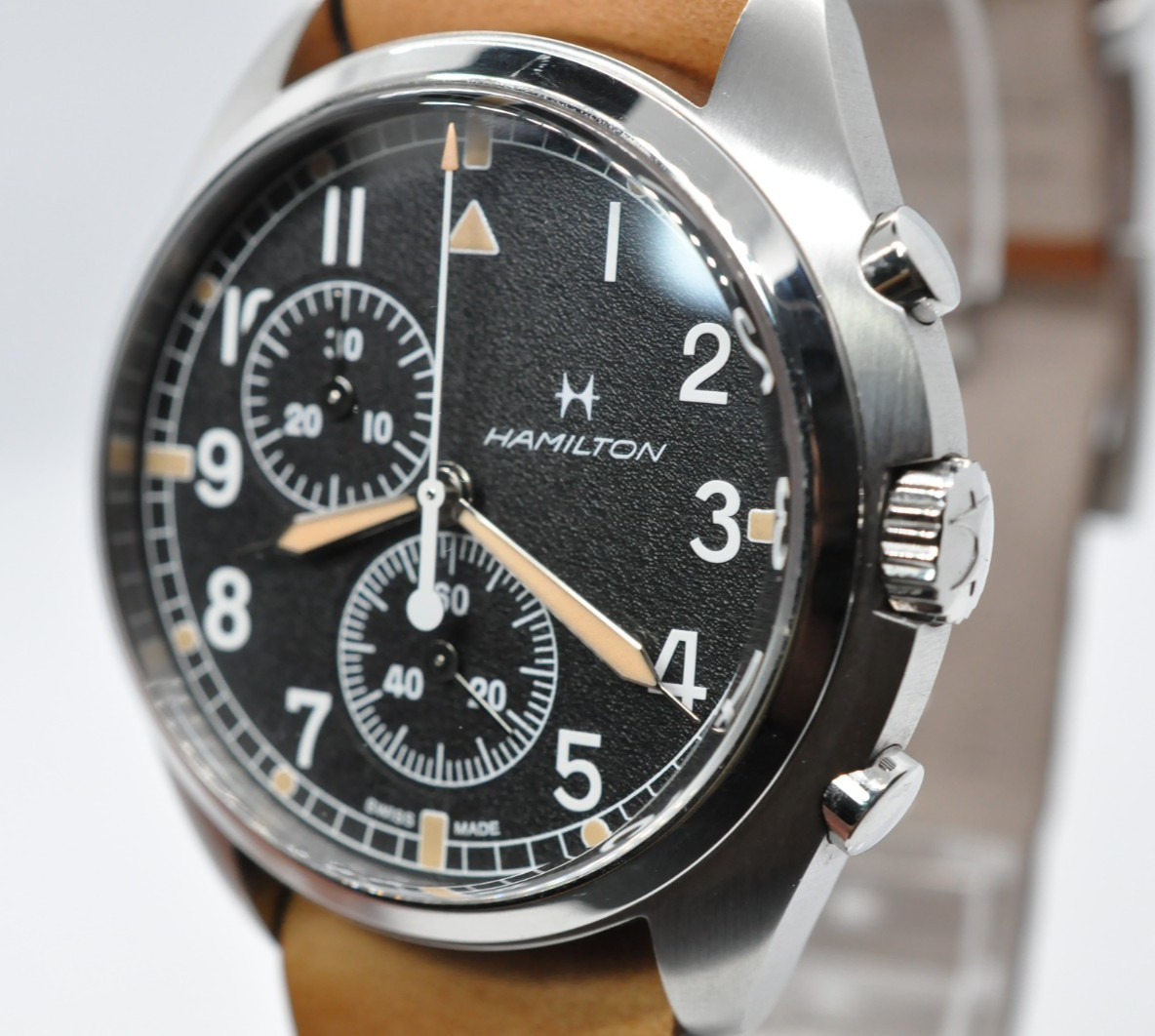 Hamilton Khaki Aviation H765220 Chronograph Quartz Swiss w/ Leather Genuine Belt