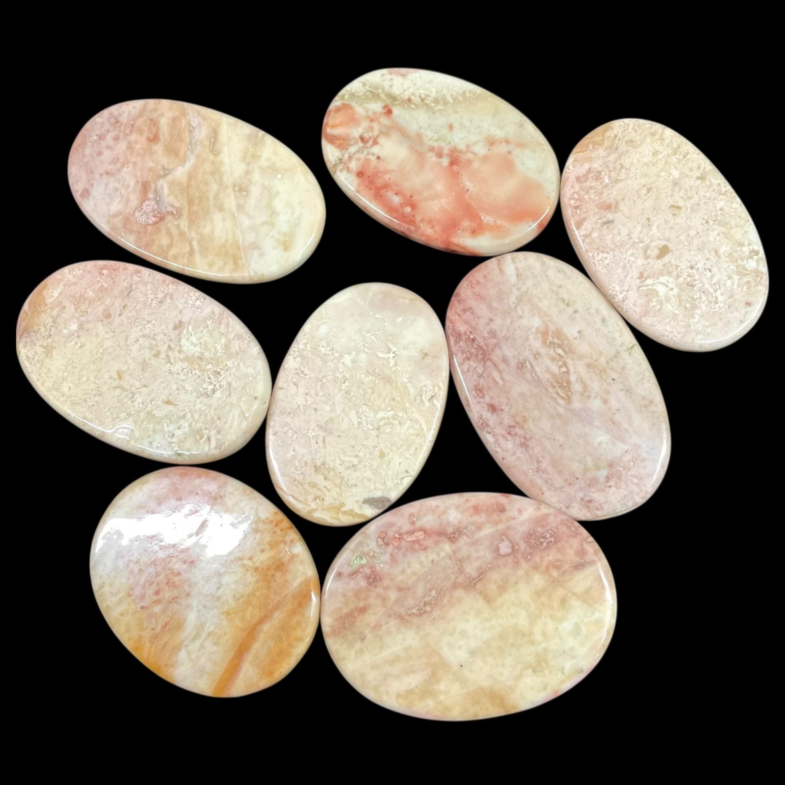 8 Pcs Natural Polychrome Jasper 41-49mm Loose Cabochon Untreated Gemstones Lot
