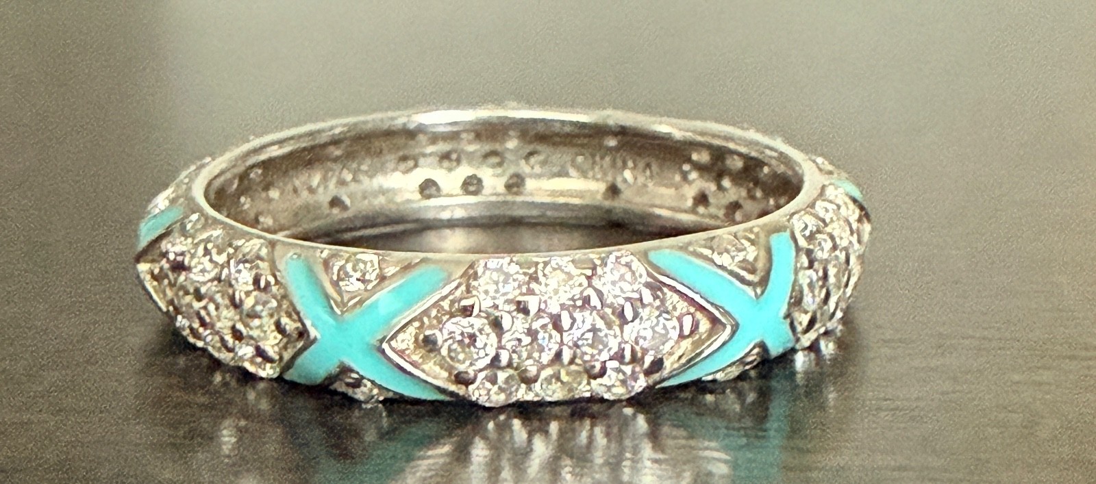 Hidalgo (Dark Blue Ring Only) Sterling, Enamel & CZ Stack/Band Ring Size 8