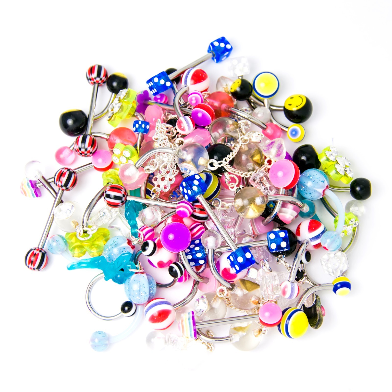 Pack of 60 Assorted Multi-Use Body Jewelry Gauge Lengths Designs Color are Mixed