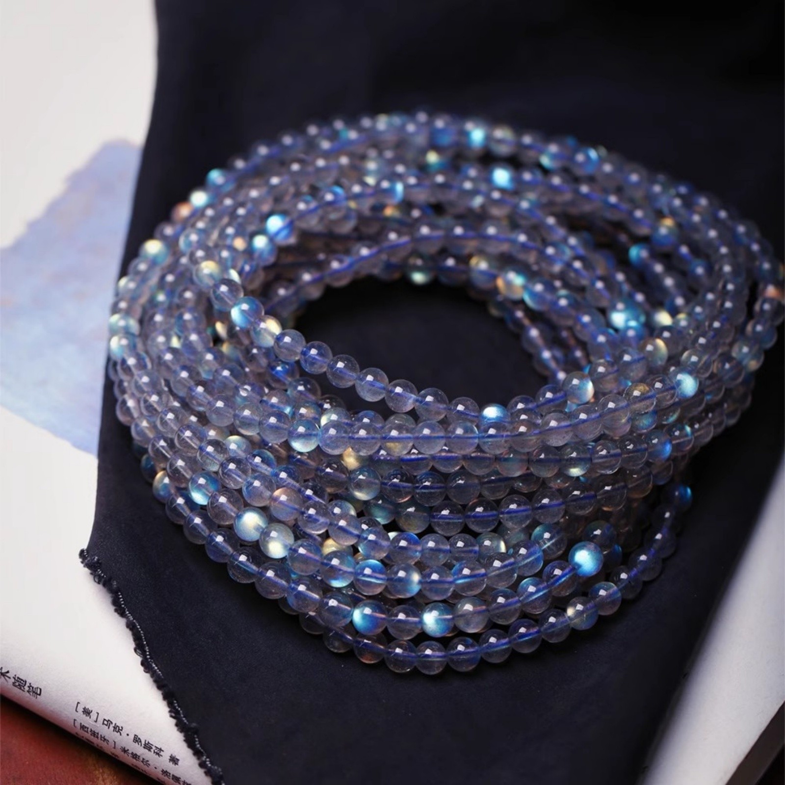 Gray Moonstone Bracelet Blue Flash Labradorite Crystal Bead 6mm