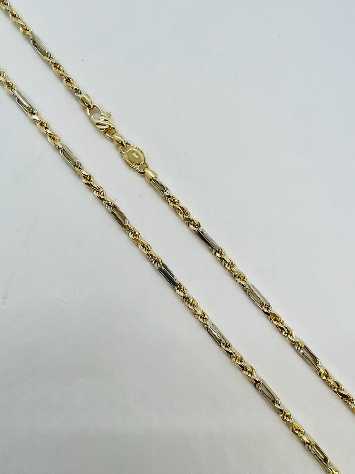 14K Gold Two Tone Figarope Chain Necklace Men’s/Women’s 3mm 16″-26″