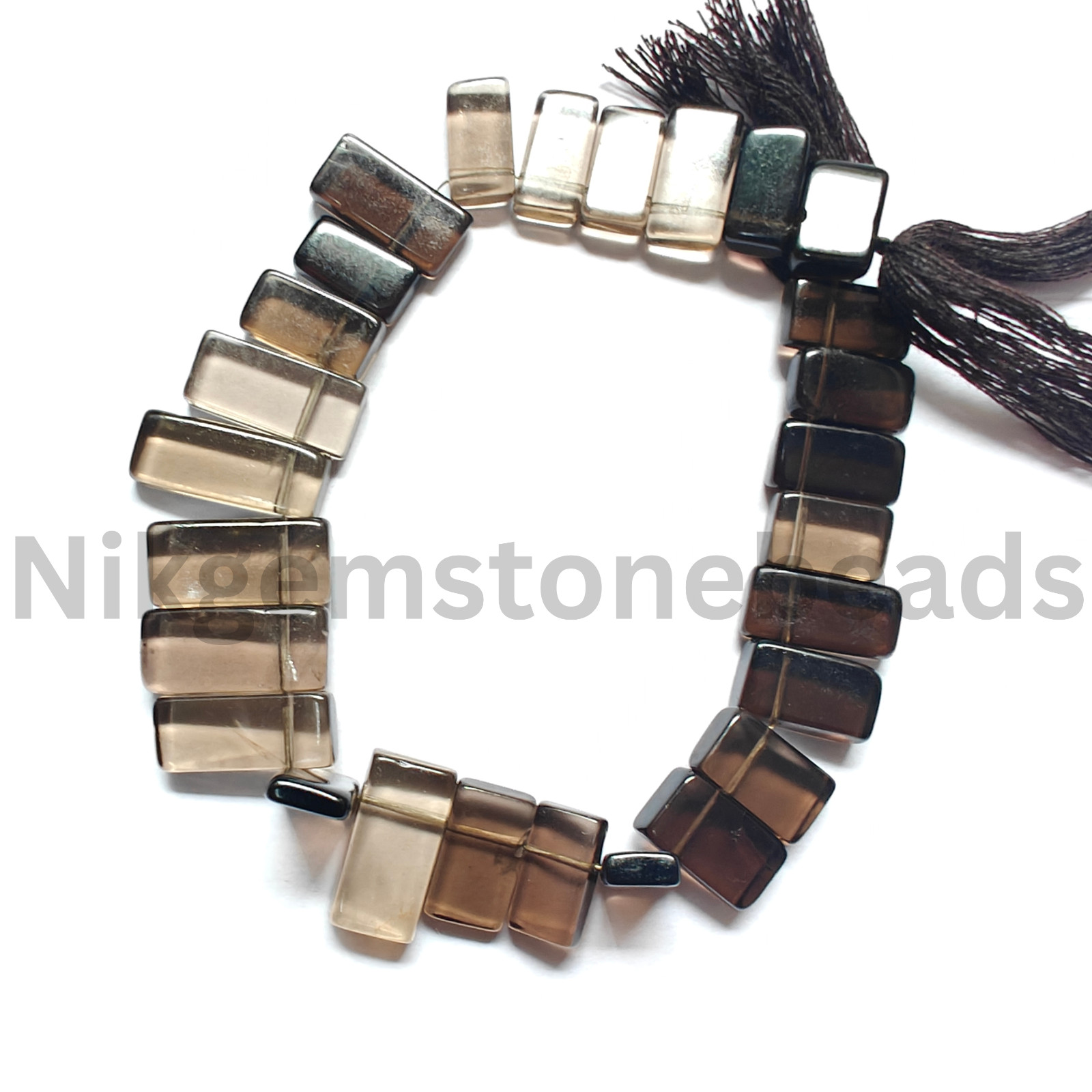 Natural Smokey Quartz Stone, Smooth & Plain Rectangle Cut Beads, 11.50-19.00 MM.