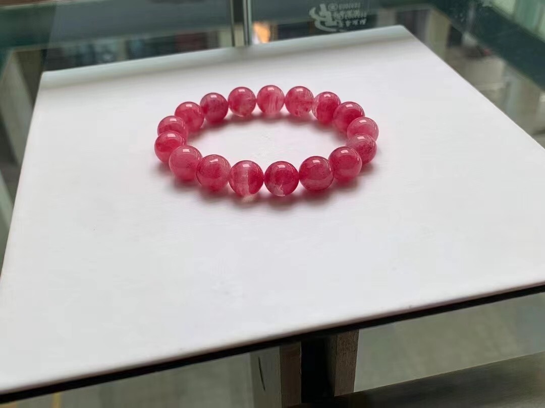 Genuine Natural ice Rose Quartz Round Beads Bracelet AAAAA 13.7mm