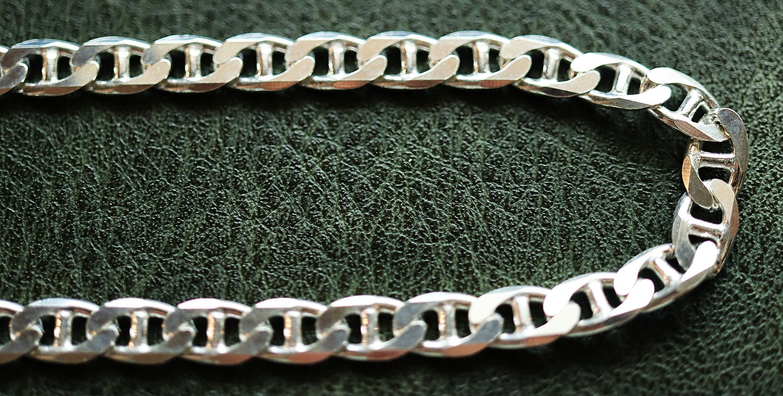 24 inch 925 MENS STERLING SILVER 43.8g 7mm ANCHOR CHAIN Necklace