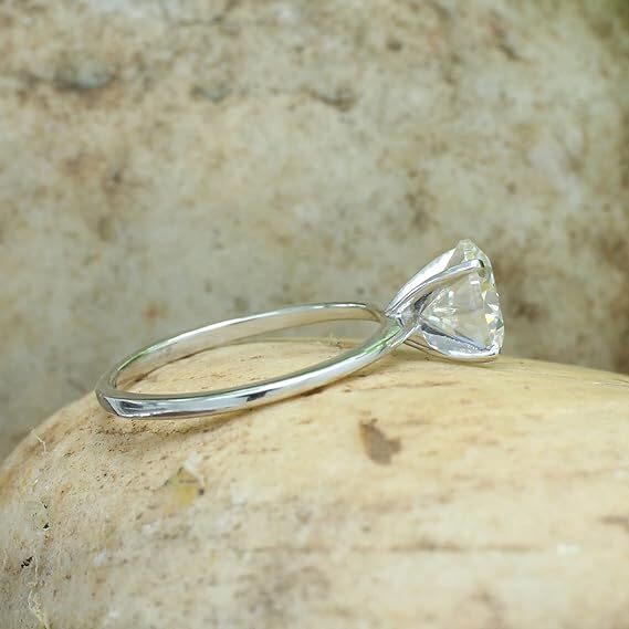 1ct Solitaire Engagement Ring Lab Created Round Moissanite 925 Sterling Silver