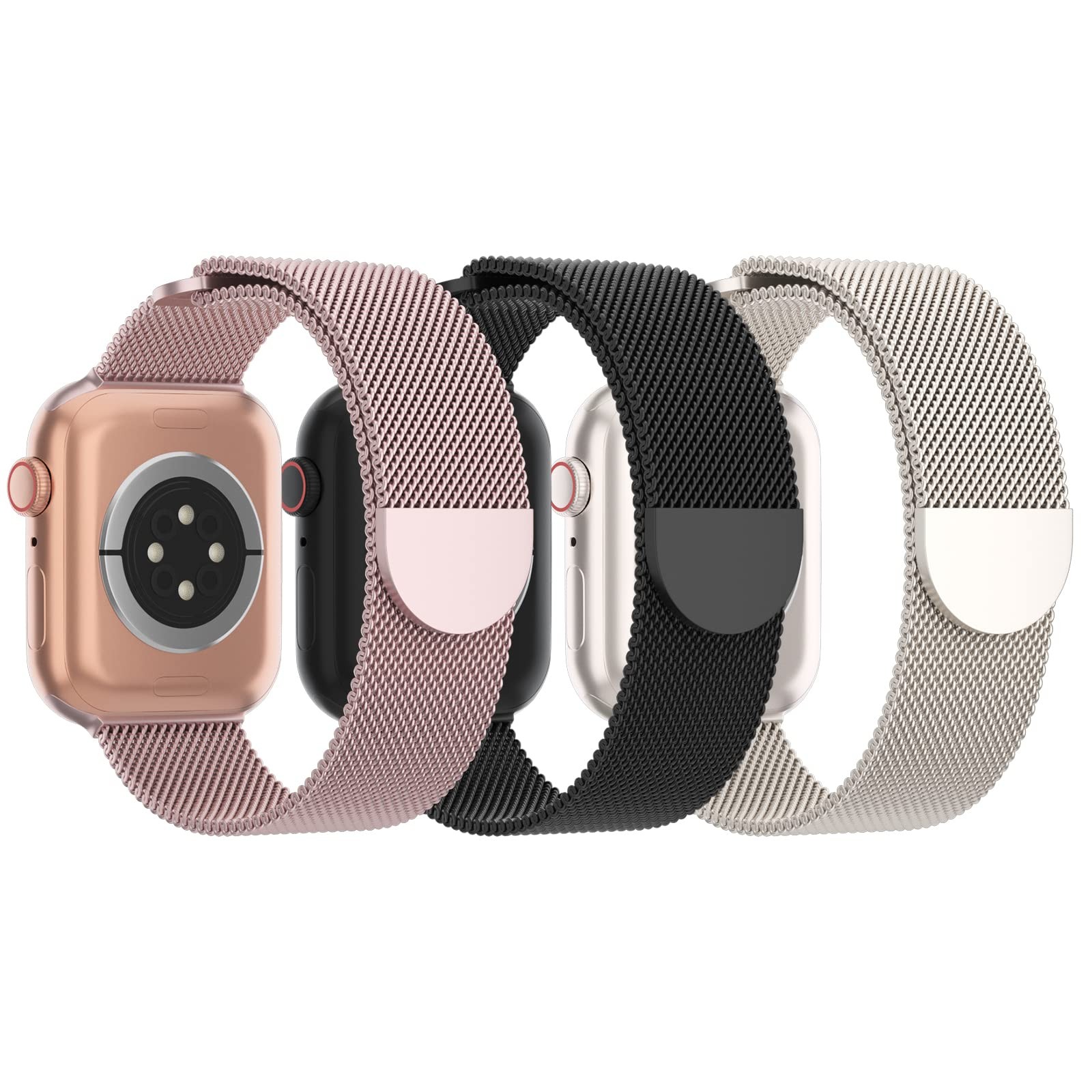 3 Pack Mesh Metal Band Compatible with Apple Watch Band 38mm 40mm 41mm 42mm 4…