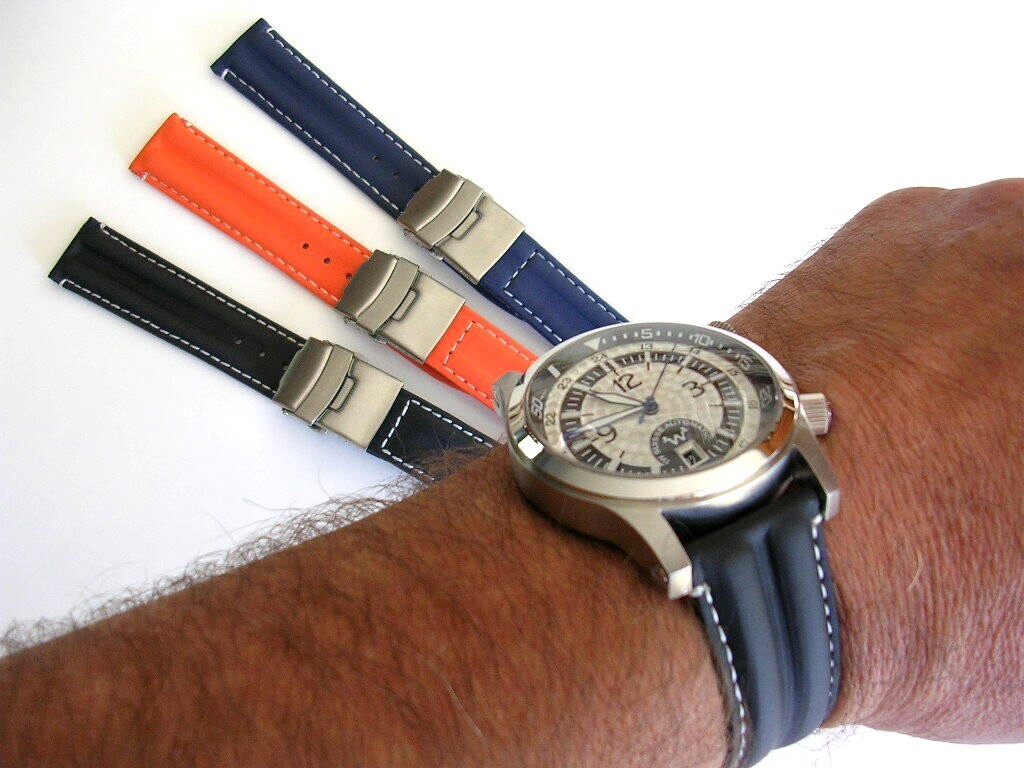 Silicon Rubber Sport racing deploy watchband Diver strap Dbl Lock IW SUISSE NATO