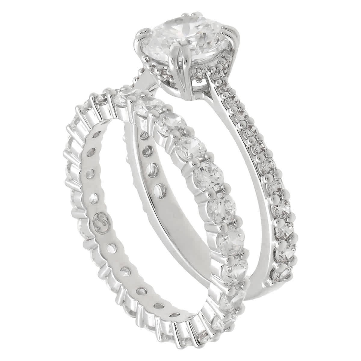 Swarovski Stilla Rhodium Plated Ring Set (2)