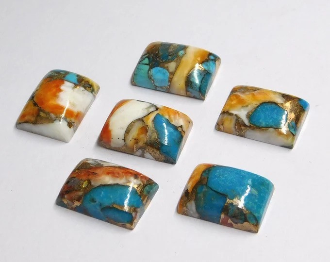 Natural Oyster Copper Turquoise Rectangle Cabochon 6x8mm To 20x25mm Gemstone