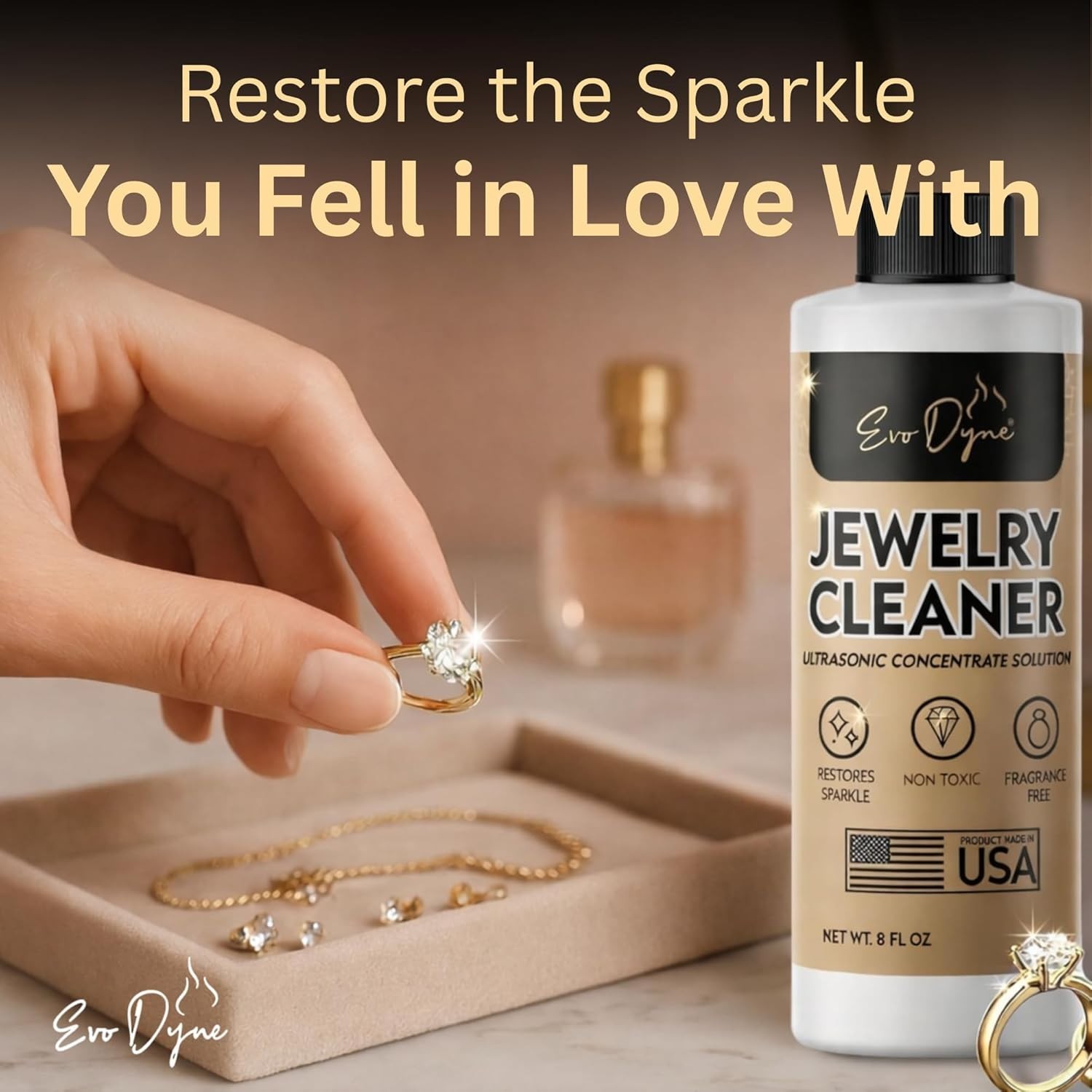 16oz Ultrasonic Jewelry Cleaner Solution for Diamonds, Gold & Silver – Pack of 2