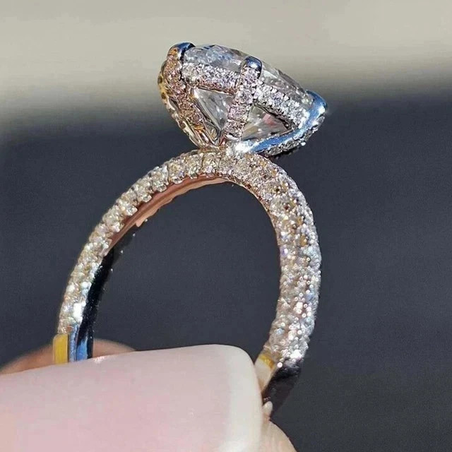 2.50Ct Oval Cut Lab-Created Diamond Hidden Halo Ring In 14k White Gold Plated