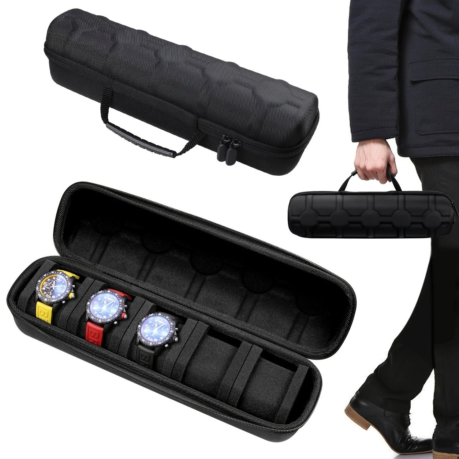 5 Slots Travel Watch Roll Case Wristwatch Display Case Watch Storage Box