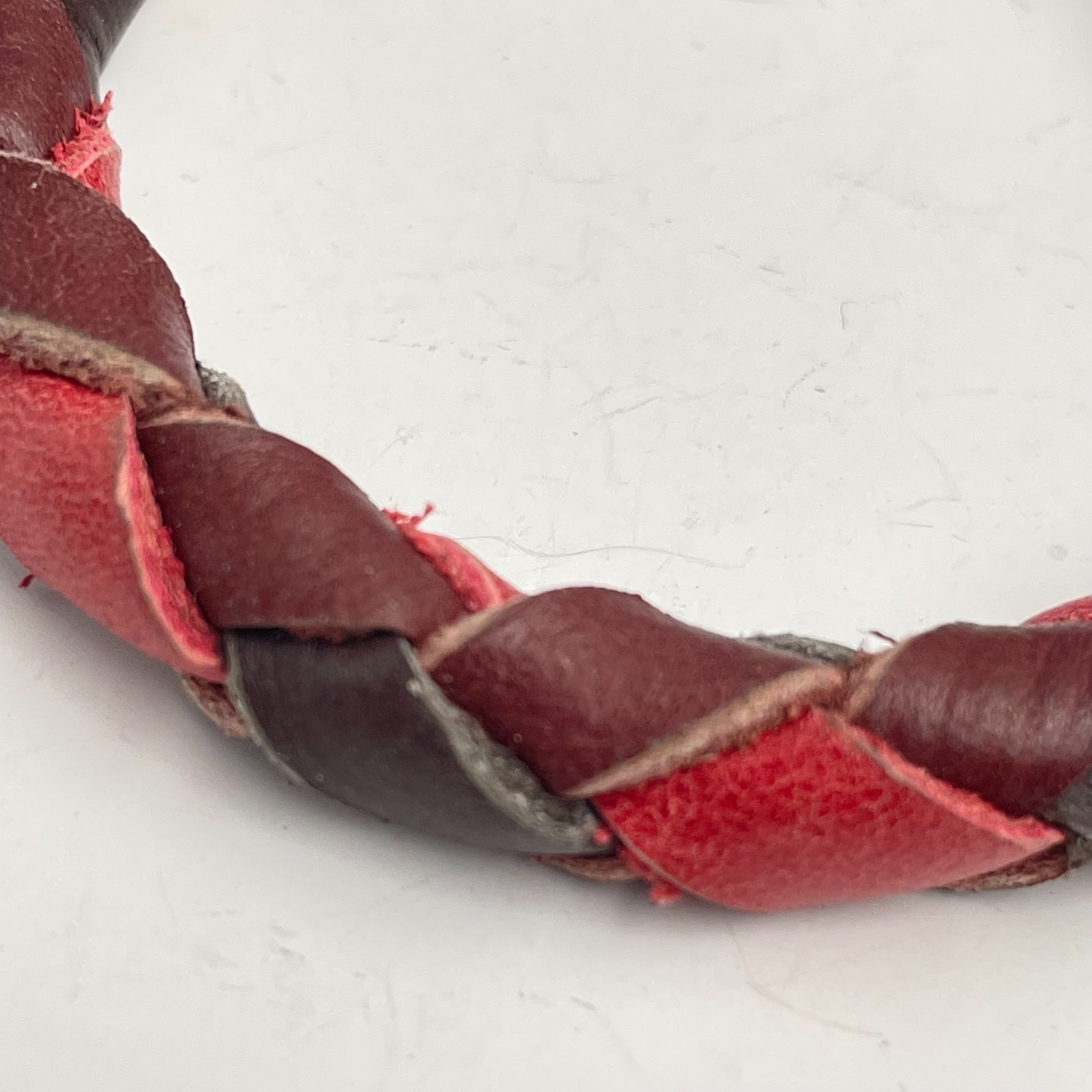 Vintage 90s Braided Leather Bracelet Boho Minimalist Adjustable Fashion Jewelry
