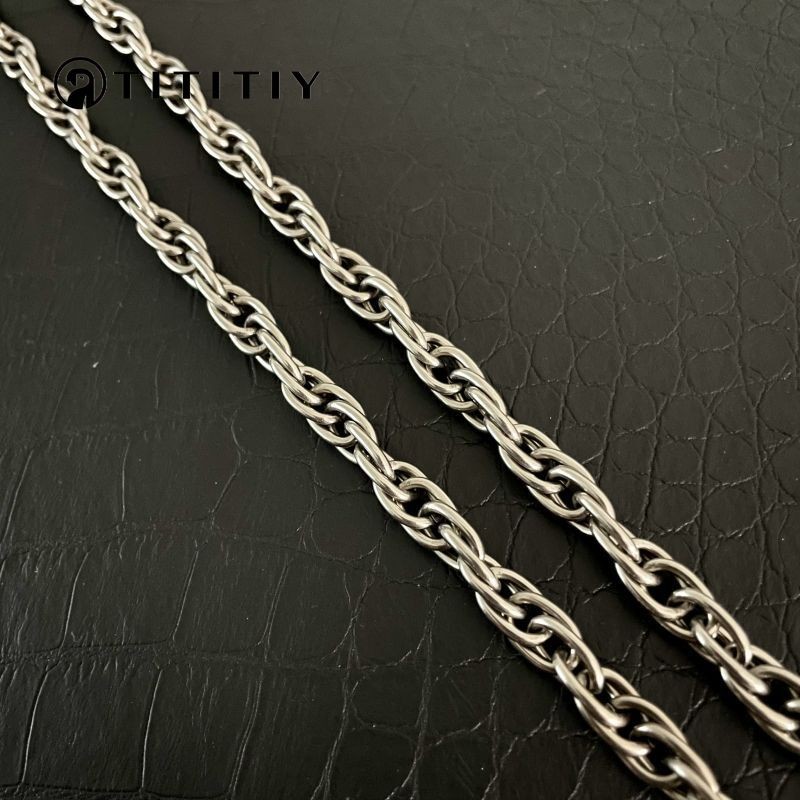 New Pure Titanium Twisted Necklace With a 7mm Wide Anti Allergic Moisture Chain