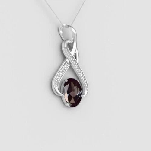 2.7Ct Oval Lab-Created Alexandrite Women’s Chain Pendant 14K White Gold Plated