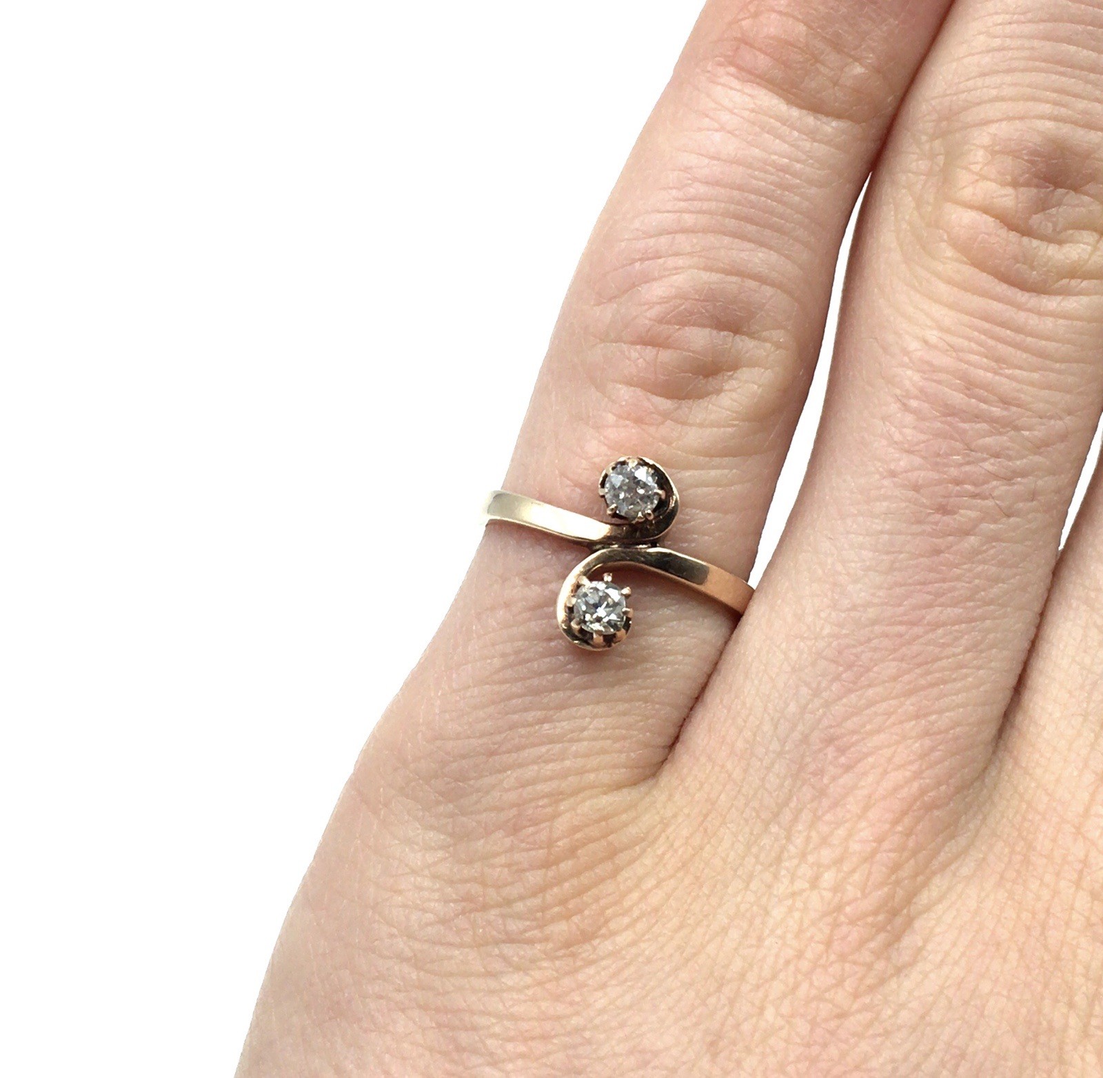 Art Nouveau 14kt yellow gold ring old cut diamonds 585 gold antique jewelry RG 56