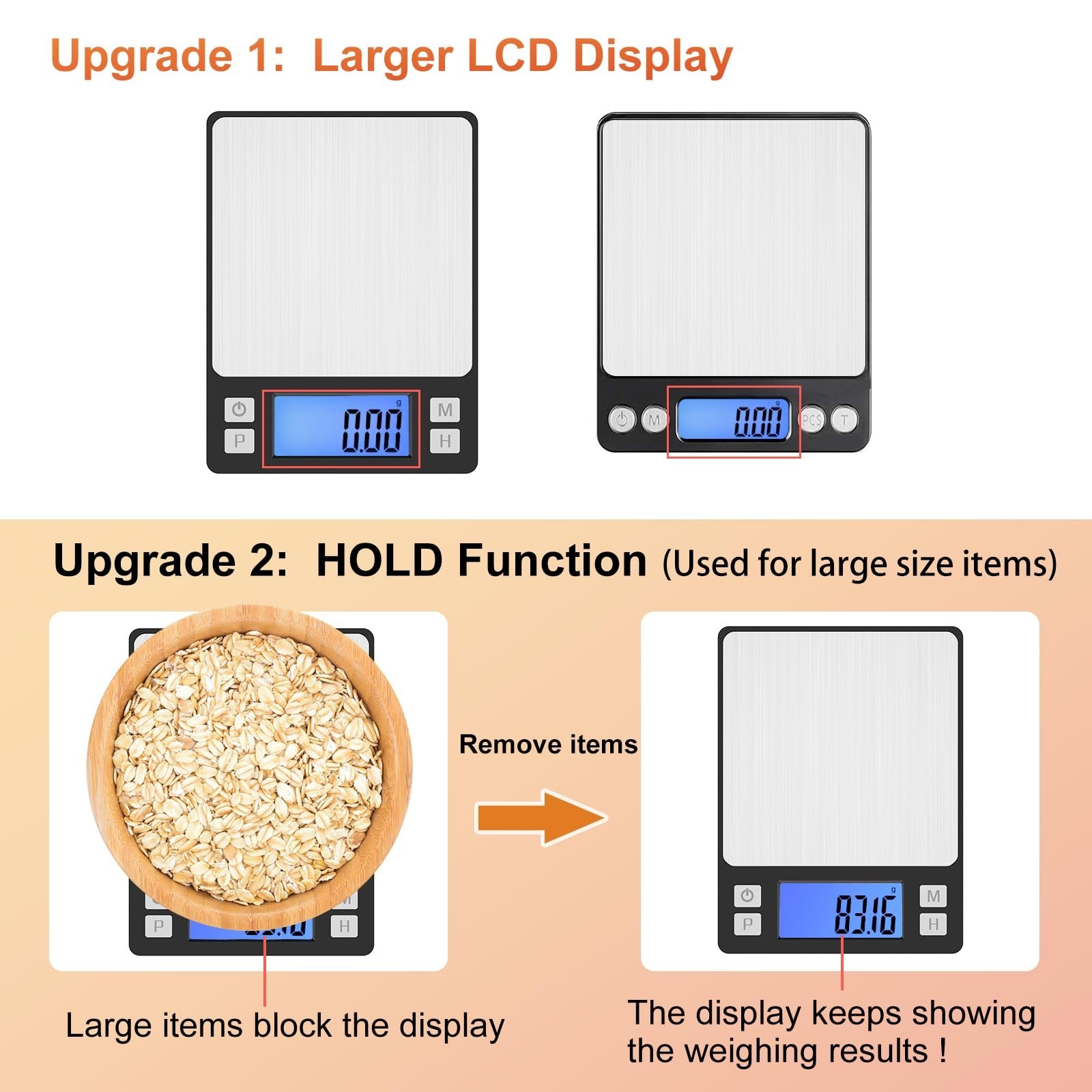 Digital Gram Scale 0.01g Precision Jewelry Scale, USB Rechargeable, 1kg Capacity