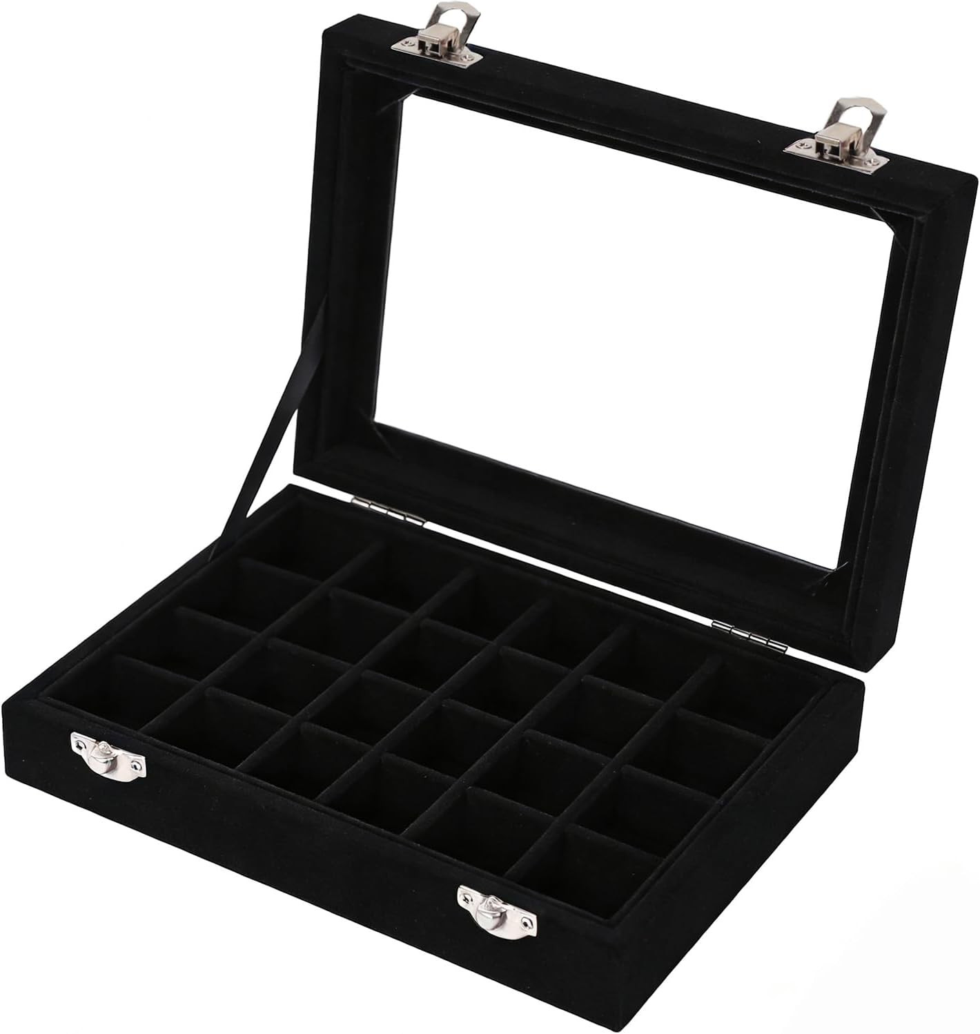 Velvet Jewelry Box 24 Grid Jewelry Earrings Display Organiser Box Ring Tray Hold
