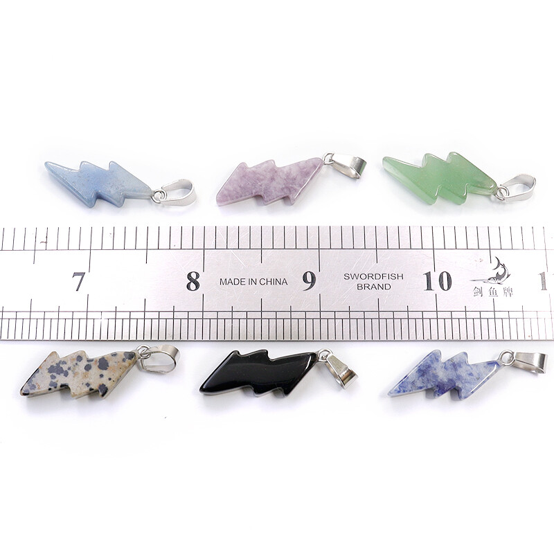 Charms Lightning Pendant Healing Crystal Stone Beads for Jewelry making 20pcs
