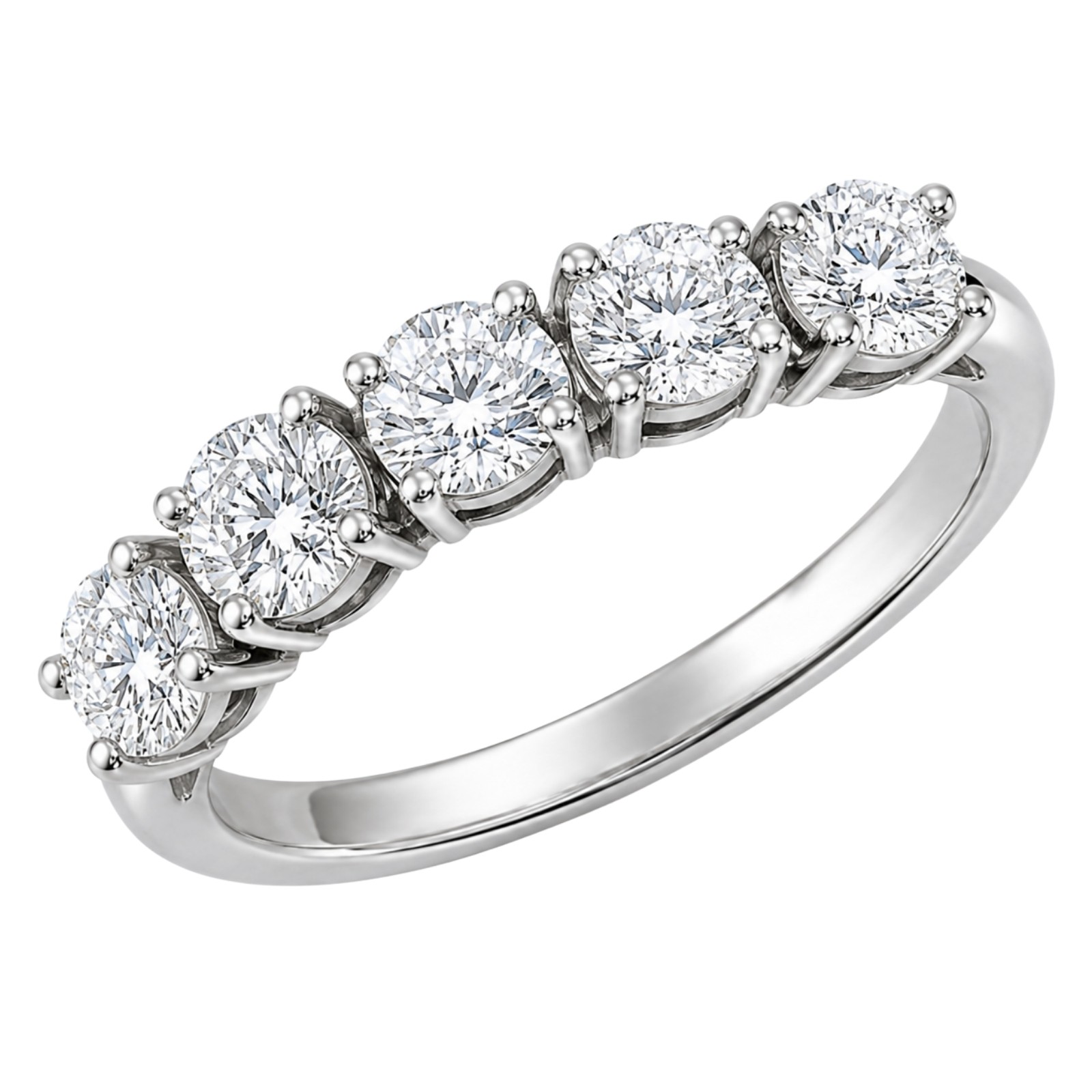 1.00–5.00ctw Round Cut F/VS+ Lab Grown Diamond 5 Stone Ring 14K Gold Women